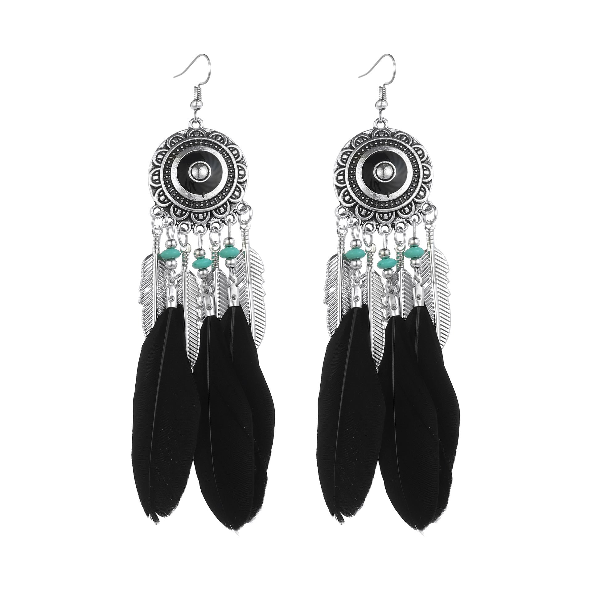 Leaf Earrings Bohemian Feather Ring Long Jewelry - Niki Ice Jewelry 