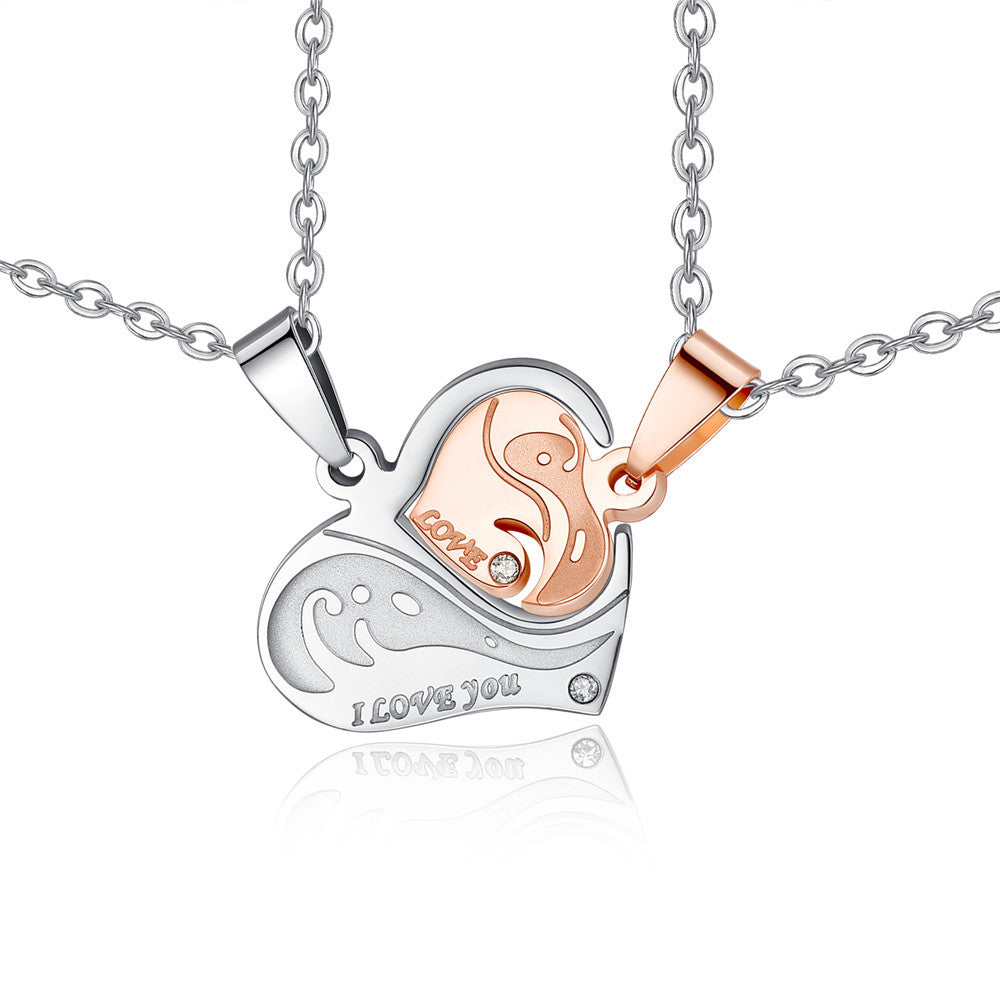 Titanium Steel Heart-shaped Puzzle Couple Necklace - Niki Ice Jewelry 