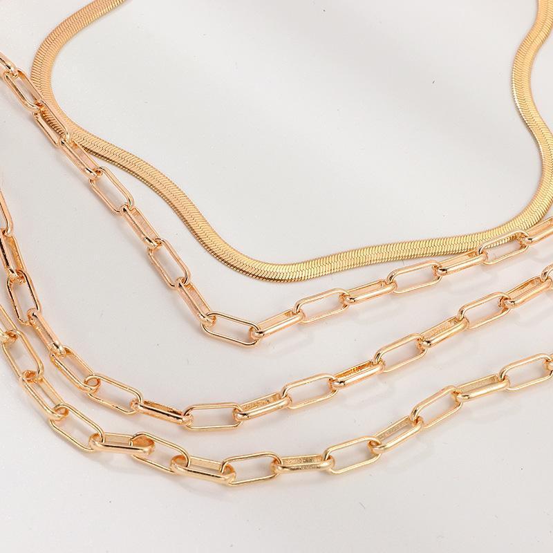 4 Piece Chain Link Set Necklace 18K Gold Plated Necklace in 18K Gold Plated