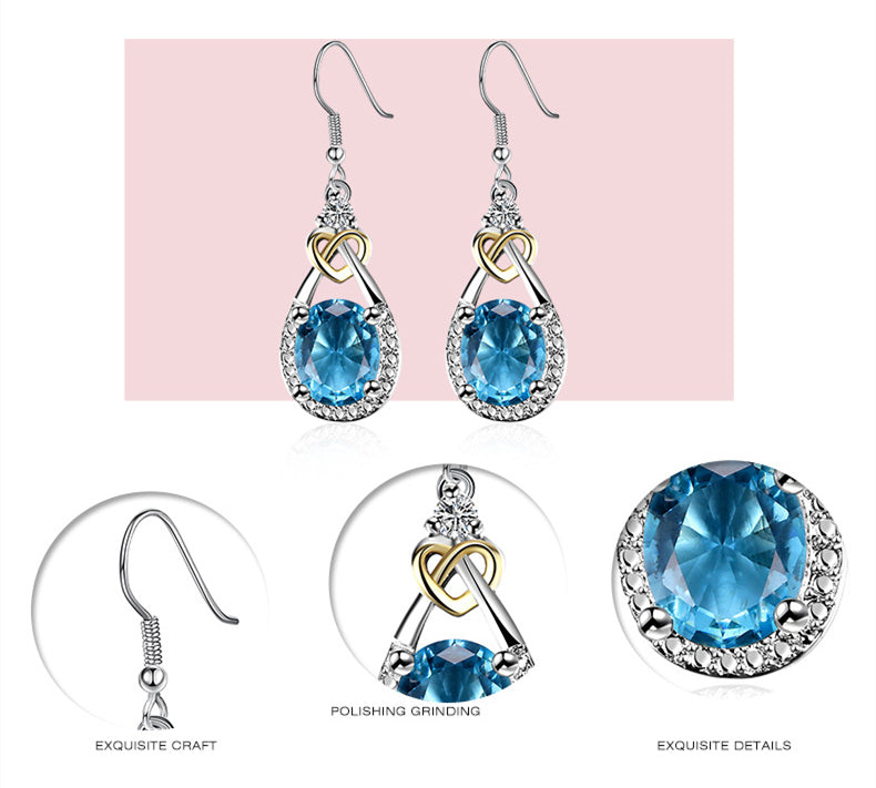 Fine Jewelry 925 Sterling Silver Blue Sapphire Earrings - Niki Ice Jewelry 