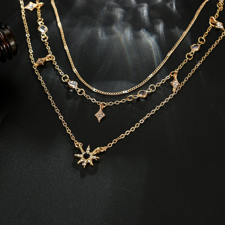 Multi-layer star pendant necklace handmade alloy necklace - Niki Ice Jewelry 