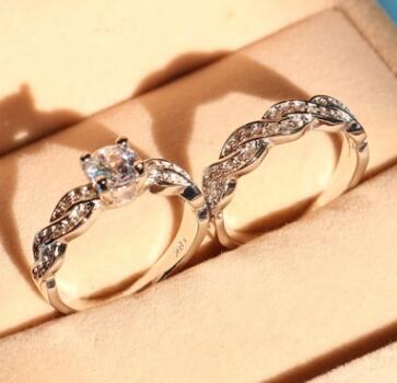 New set of rings wedding ring set men and women couple ring jewelry - Niki Ice Jewelry 