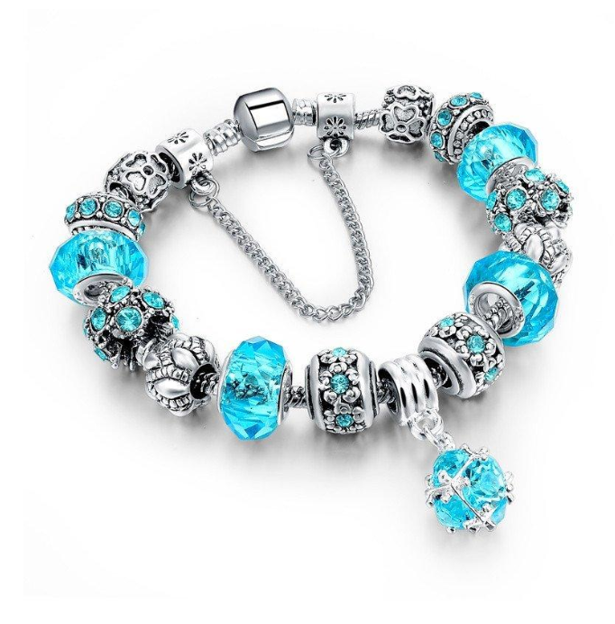 Jewelry Silver Charms Bracelet & Bangles With Queen Crown Beads Bracelet for Women - Niki Ice Jewelry 