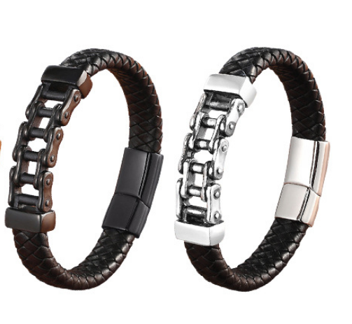 Leather Leather Braided Bracelet, Leather Bracelet, Custom Leather Bracelet, Men'S Cowhide Jewelry - Niki Ice Jewelry 