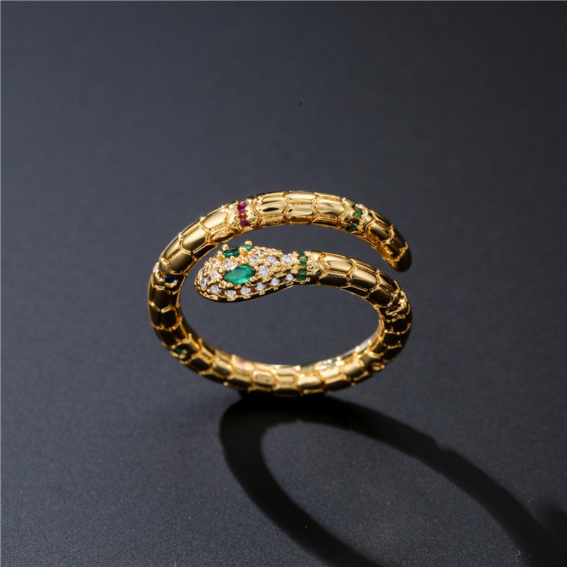 Fashion Gold Color Snake Ring For Women Girl Adjustable Exquisite Shin