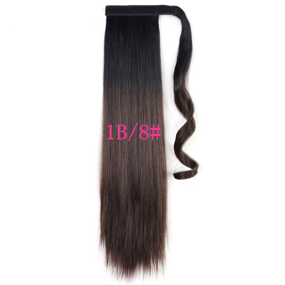 Long Straight Wrap Around Clip In Ponytail Hair Extension Heat Resistant Synthetic Tail Fake Hair - Niki Ice Jewelry 