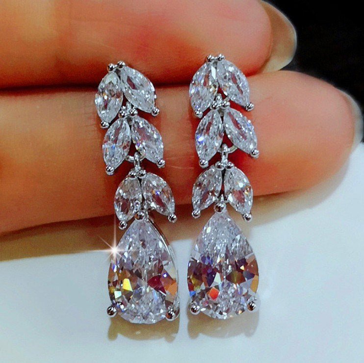 Silver Women`s Tassel Earrings with a Elegant Look Perfect Wedding or Big Event - Niki Ice Jewelry 