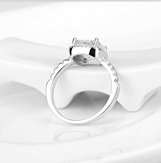925 Sterling Silver Square Diamond Ring for the Engagement of a Lifetime - Niki Ice Jewelry 