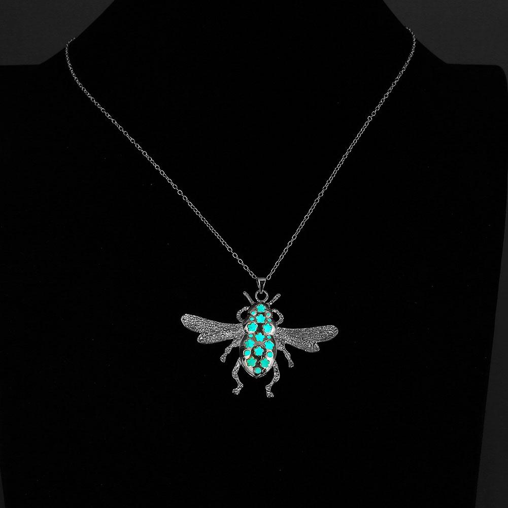 Glow in the Dark Insect Necklace in 18K White Gold Plated