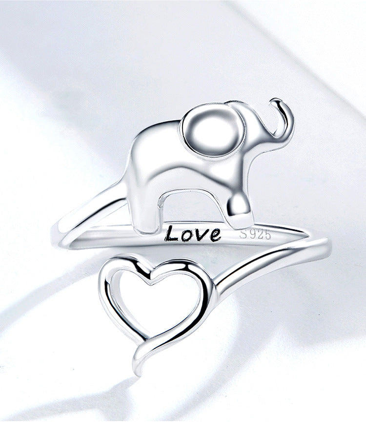 Cute Animal Heart shaped Sterling Silver Ring - Niki Ice Jewelry 