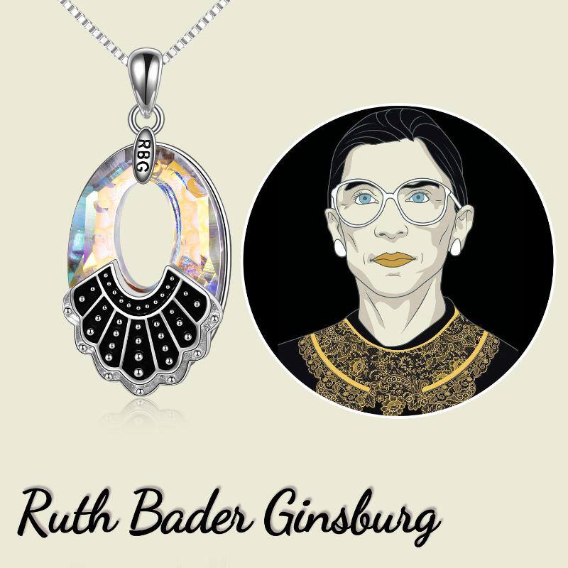Sterling Silver RBG Collar Memorial Necklace Gifts Jewelry Fans of Ruth Bader Ginsburg - Niki Ice Jewelry 