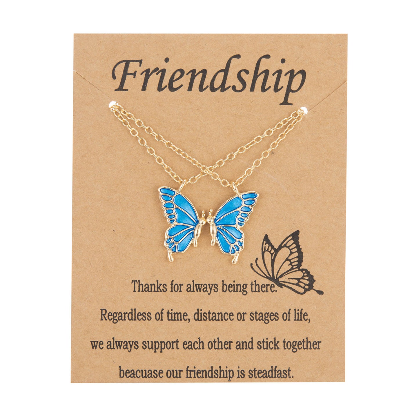 Painted Butterfly Necklace with Two-Piece Paper Card Wonderful Gift