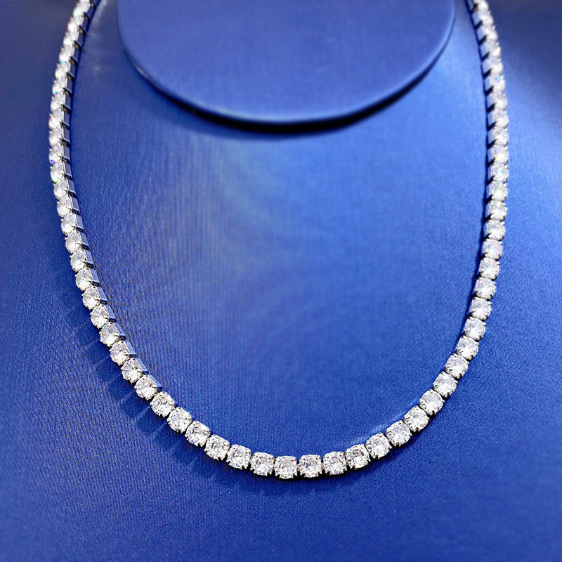 High Carbon Diamond Full Diamond Necklace Row Diamond Chain - Niki Ice Jewelry 