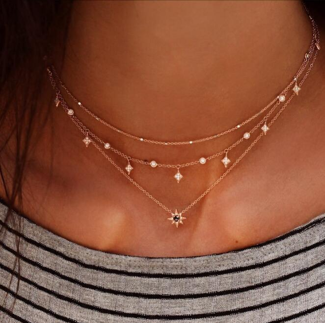 Multi-layer star pendant necklace handmade alloy necklace - Niki Ice Jewelry 
