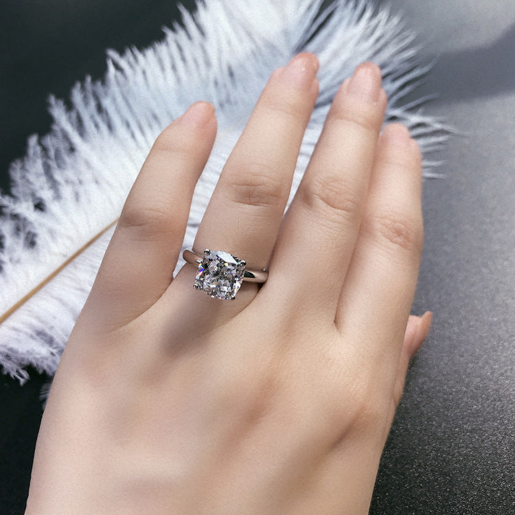 Simple Wedding Ring 925 Sterling Silver Diamond Ring~ Congrats! - Niki Ice Jewelry 