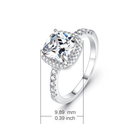 925 Sterling Silver Square Diamond Ring for the Engagement of a Lifetime - Niki Ice Jewelry 
