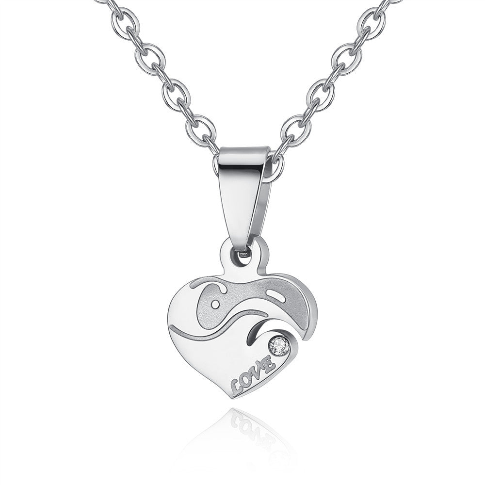 Titanium Steel Heart-shaped Puzzle Couple Necklace - Niki Ice Jewelry 