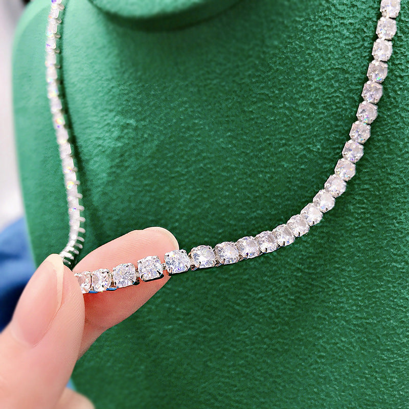 High Carbon Diamond Full Diamond Necklace NIS Simulation Diamond 4 4mm Gang Drill Chain - Niki Ice Jewelry 