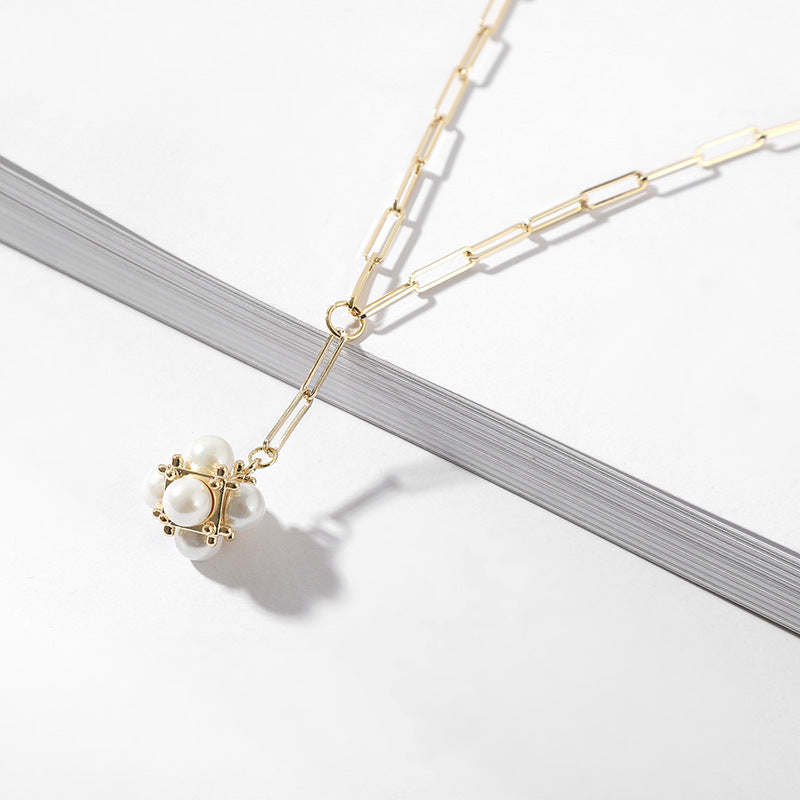 Metal pearl necklace - Niki Ice Jewelry 