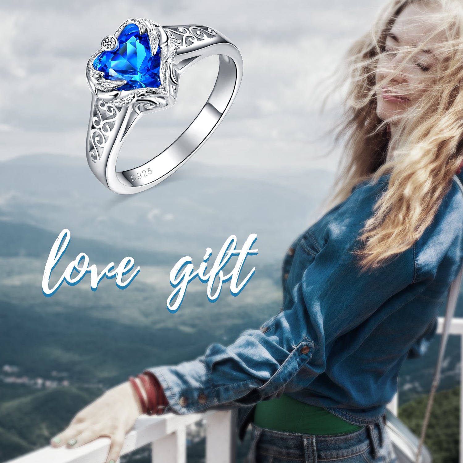 September Heart Rings Sterling Silver Wing Jewelry  for Women - Niki Ice Jewelry 