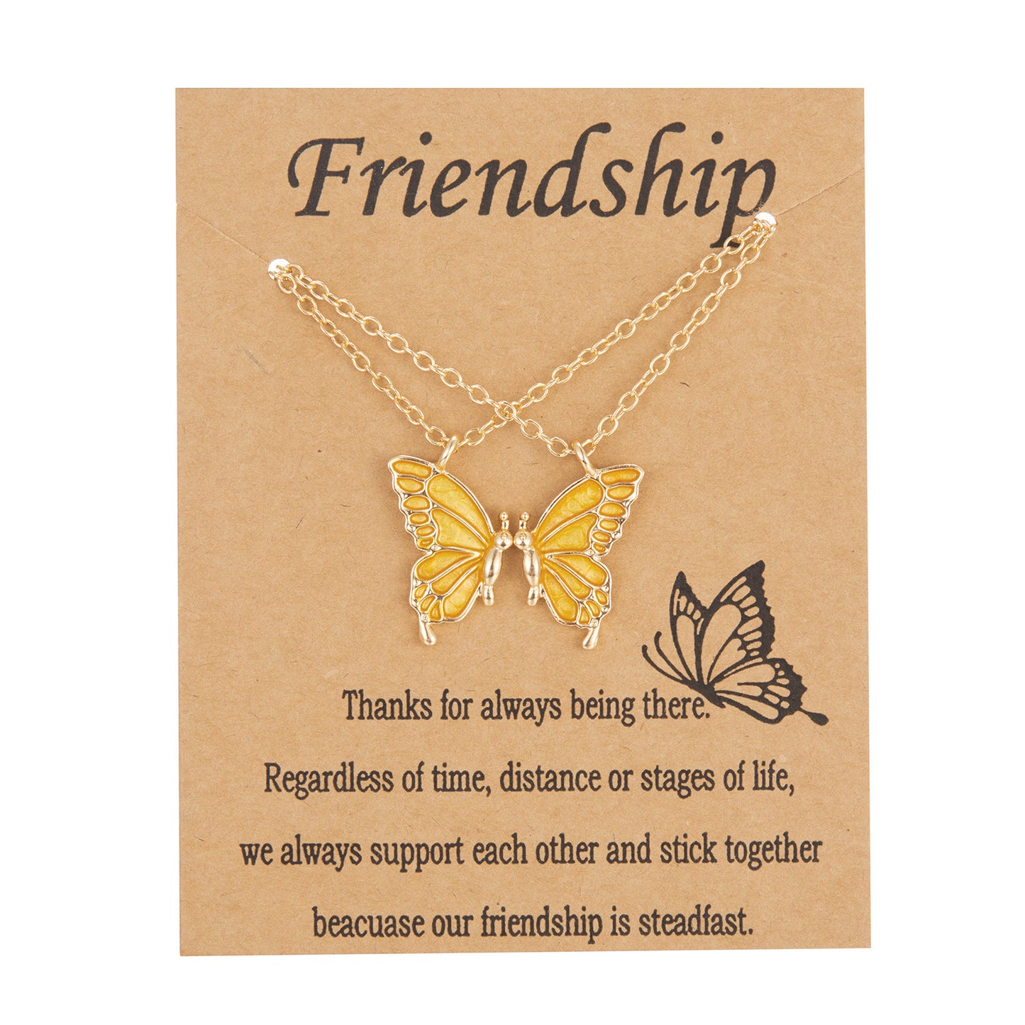 Painted Butterfly Necklace with Two-Piece Paper Card Wonderful Gift