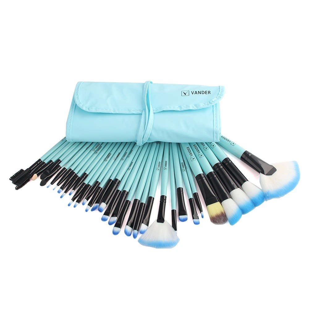 Professional 32Pcs Makeup Brush Foundation Eye Shadows Powder Blue Make Up Brushes Tools Cosmetic Bag pincel maquiagem Brushes - Niki Ice Jewelry 