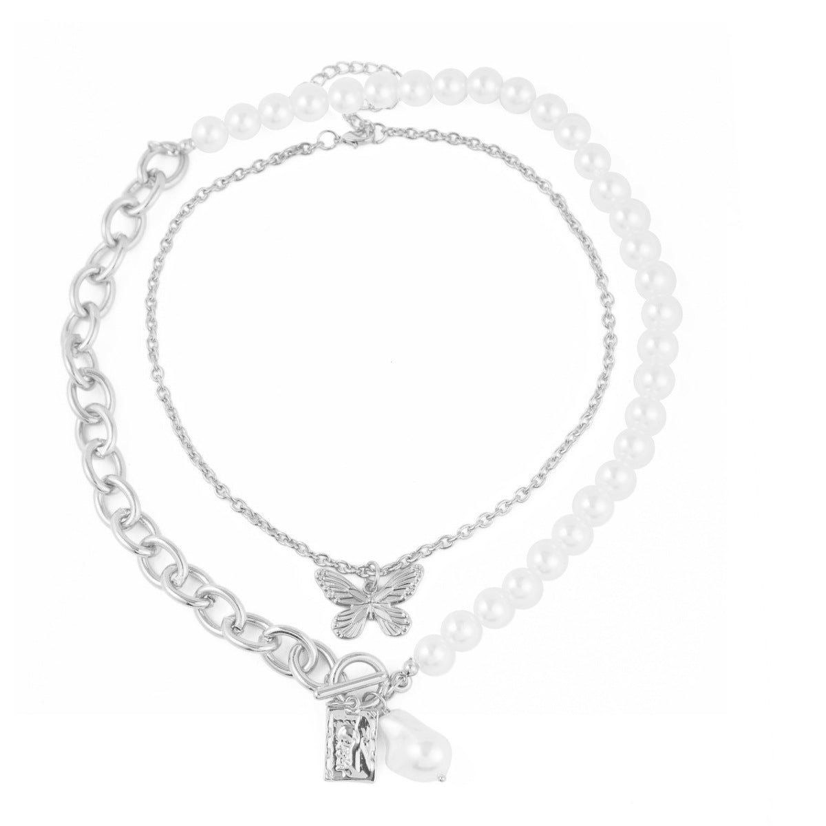 Butterfly Clavicle Chain Ladies Simple Elegant Pearl Butterfly Necklace