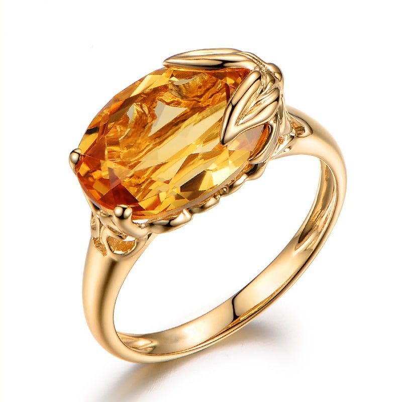 Engagement Ring Citrine Gemstone Ring - Niki Ice Jewelry 