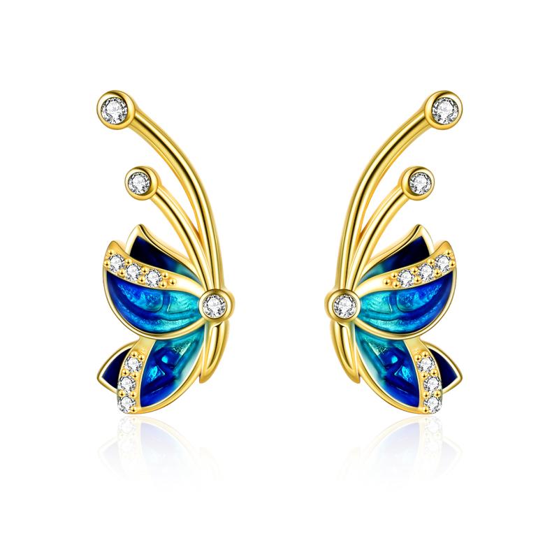 Sterling Silver Butterfly Earrings for Women - Niki Ice Jewelry 