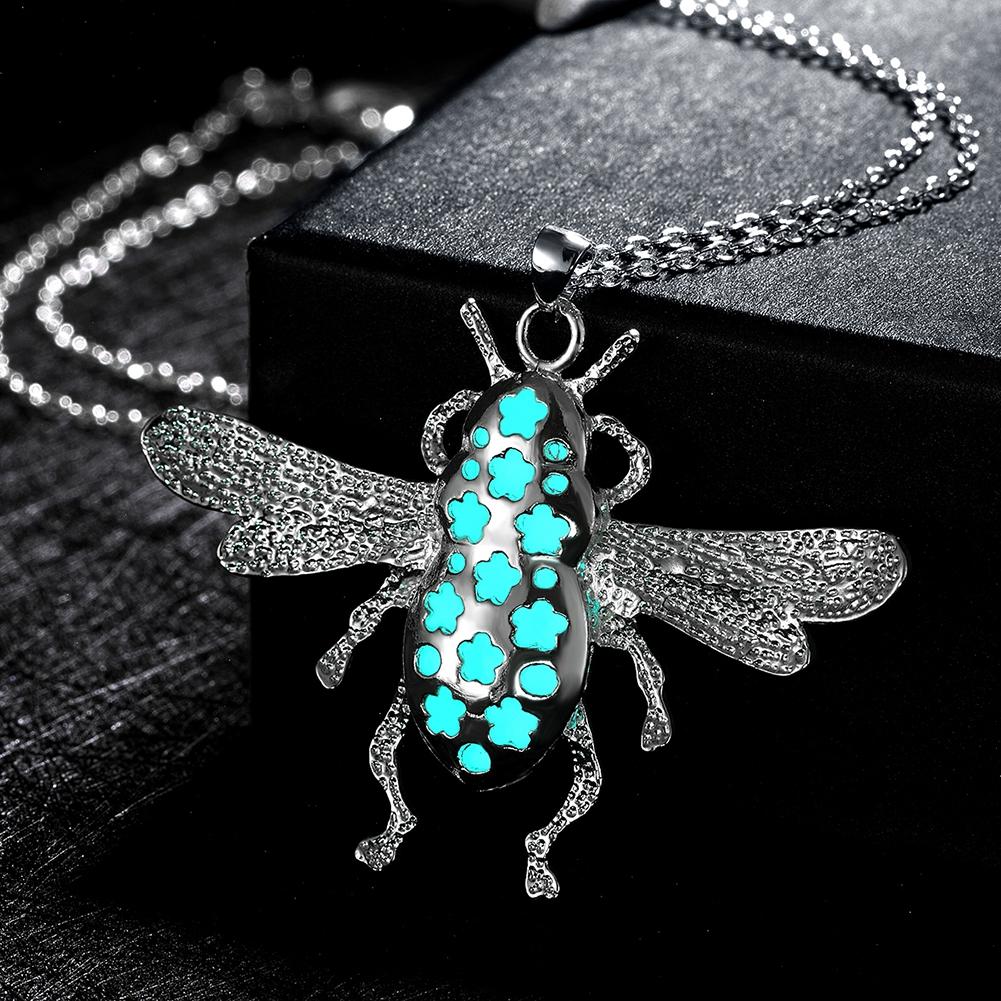 Glow in the Dark Insect Necklace in 18K White Gold Plated