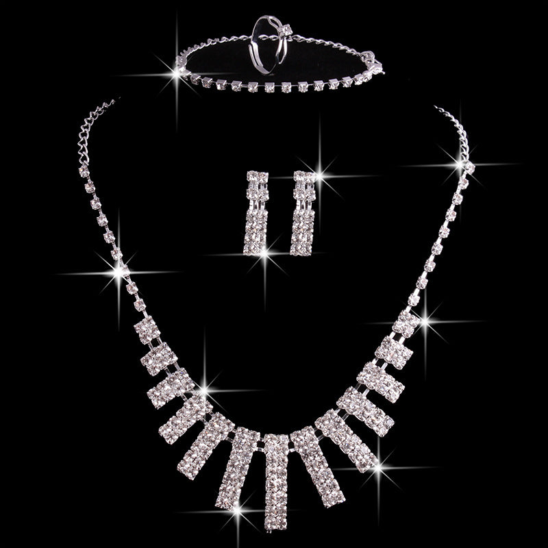 Hao Yue jewelry set, foreign trade explosion jewelry, bridal jewelry four sets, wedding match crystal jewelry set - Niki Ice Jewelry 