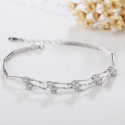 925 Sterling Silver Ladies Double Bracelet Elegant Jewelry - Niki Ice Jewelry 