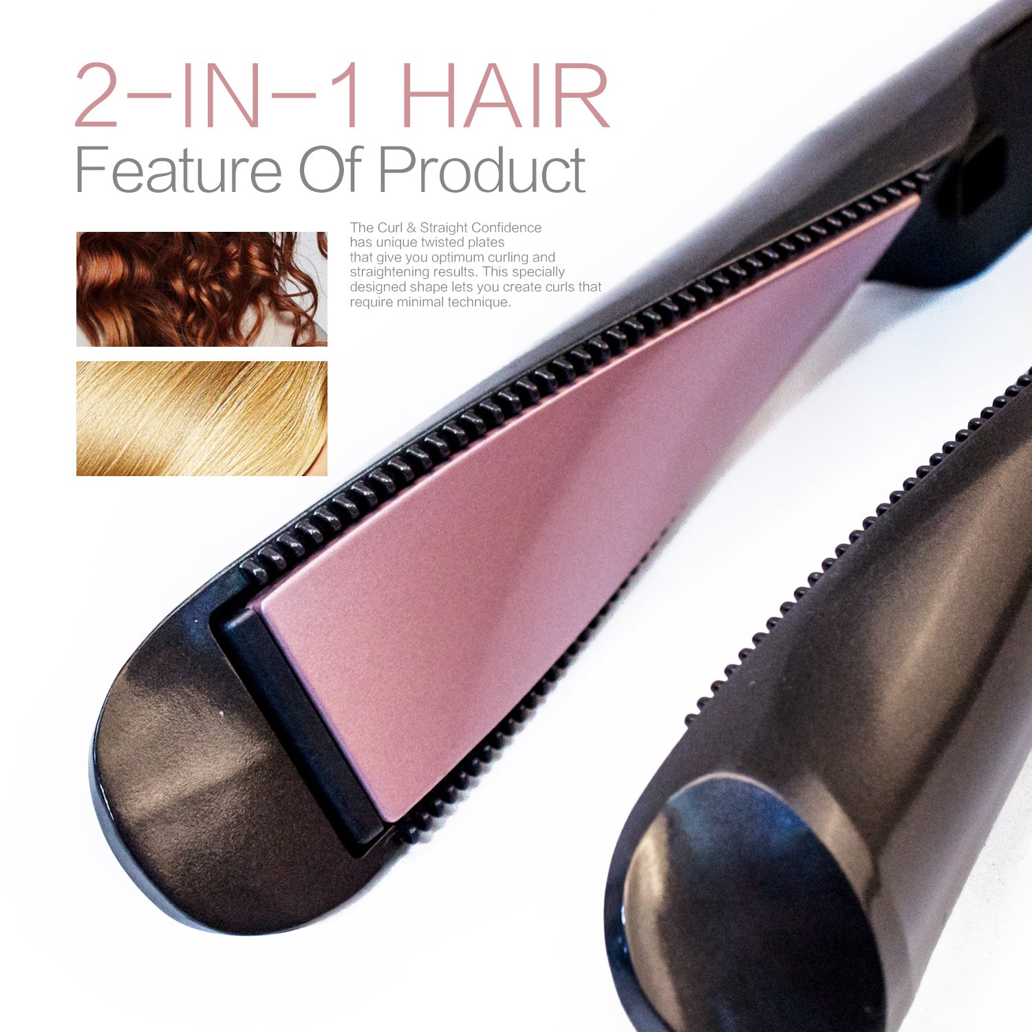 Electric 2 in 1 Hair Straightener Ceramic Curling Wand Iron Curler - Niki Ice Jewelry 