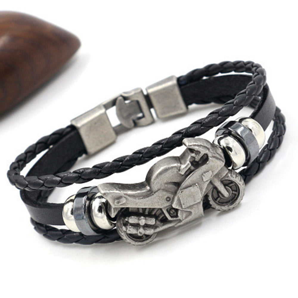 Hip Hop Motorcycle Leather Bracelet Fashion Jewelry - Niki Ice Jewelry 