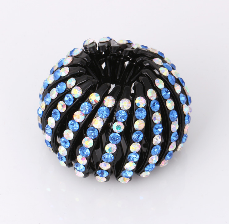 Bird's Nest Hairpin Color Rhinestone Ponytail Ball Hairpin - Niki Ice Jewelry 