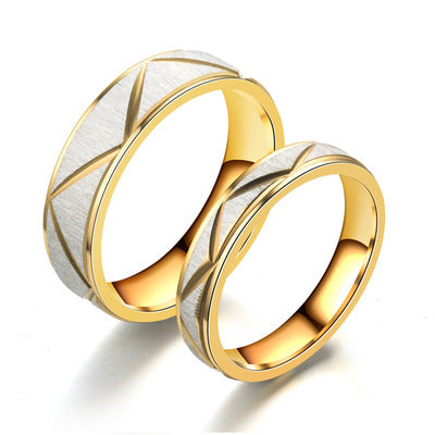 Titanium steel couple ring 24K gold stainless steel ring - Niki Ice Jewelry 
