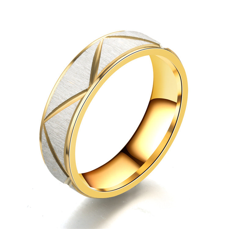 Titanium steel couple ring 24K gold stainless steel ring - Niki Ice Jewelry 