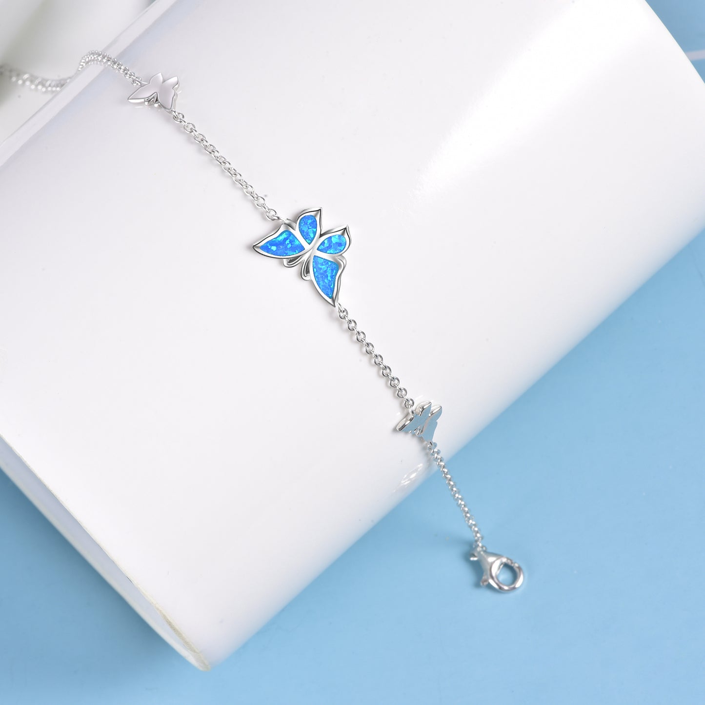 Butterfly Bracelet  Sterling Silver with a Opal gem for Women and Girls - Niki Ice Jewelry 