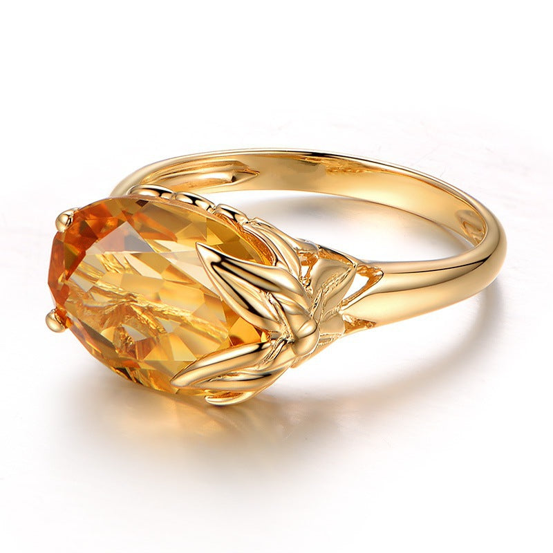 Engagement Ring Citrine Gemstone Ring - Niki Ice Jewelry 