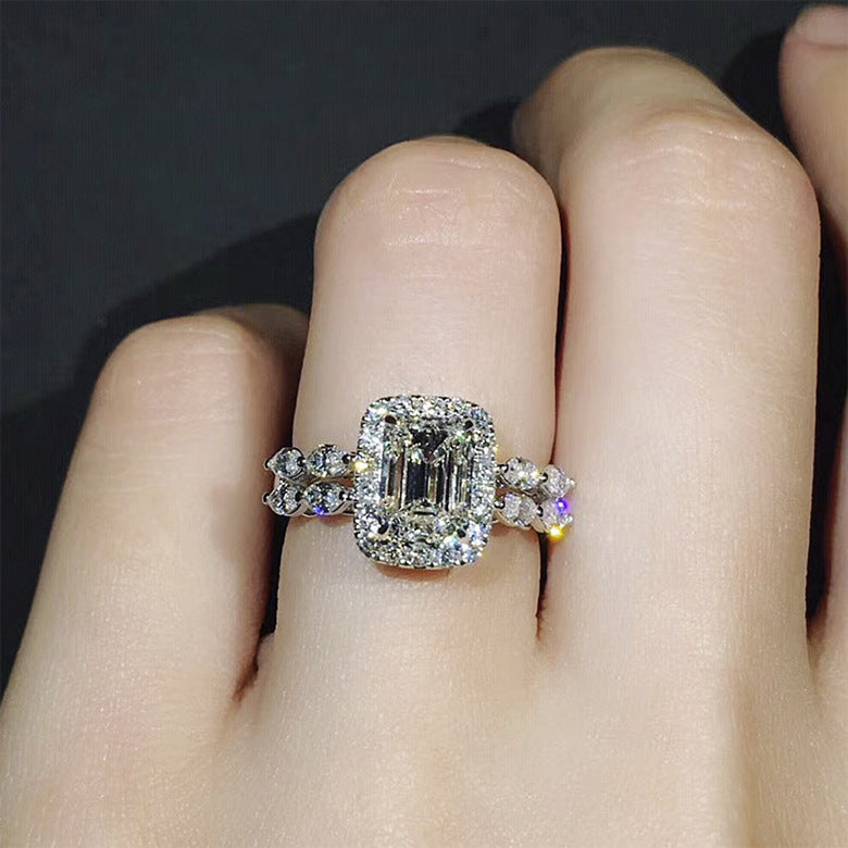 Princess Square Simulation Diamond Ring - Niki Ice Jewelry 