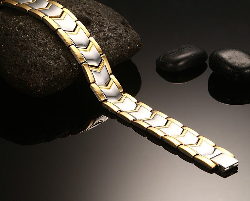 Gold Double Row Magnet Bracelet - Niki Ice Jewelry 