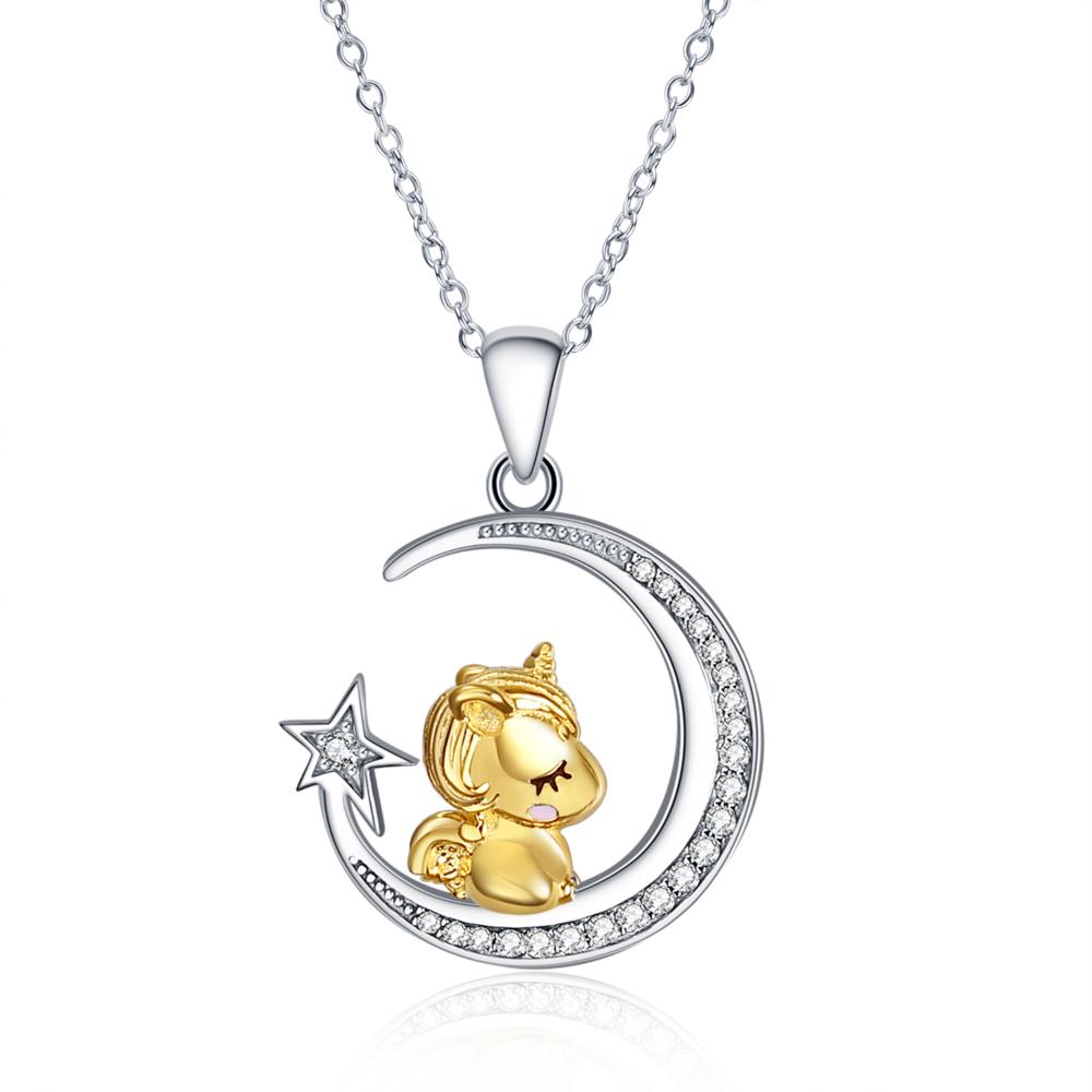 Sterling Silver Unicorn Pendant Necklace Jewelry for Women - Niki Ice Jewelry 