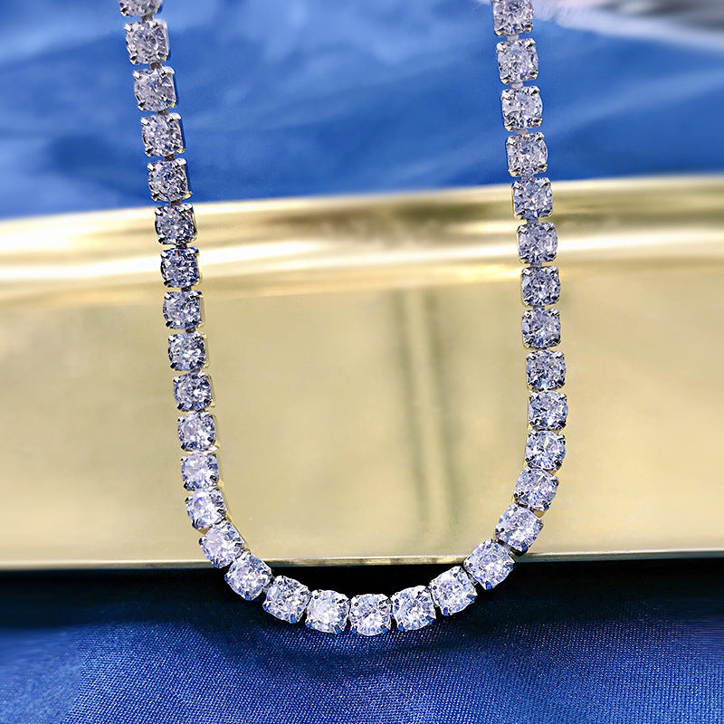 High Carbon Diamond Full Diamond Necklace NIS Simulation Diamond 4 4mm Gang Drill Chain - Niki Ice Jewelry 