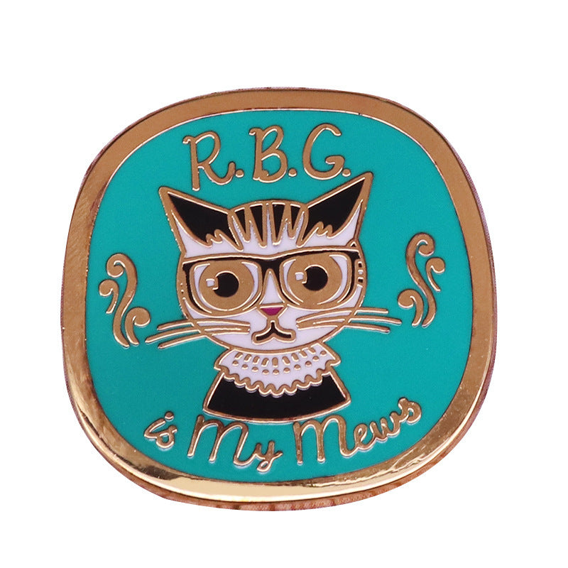 Ruth Ginsburg Inspired RBG Cat Brooch Women's Power Equality Badge Brooch - Niki Ice Jewelry 