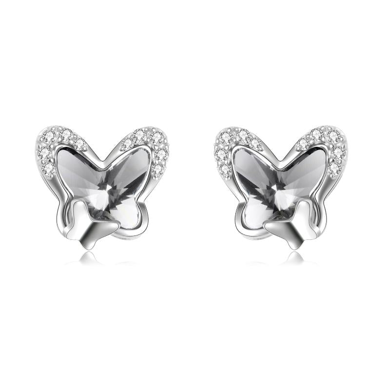 925 Sterling Silver Butterfly Stud Earrings Hypoallergenic Earring Fine Jewelry - Niki Ice Jewelry 