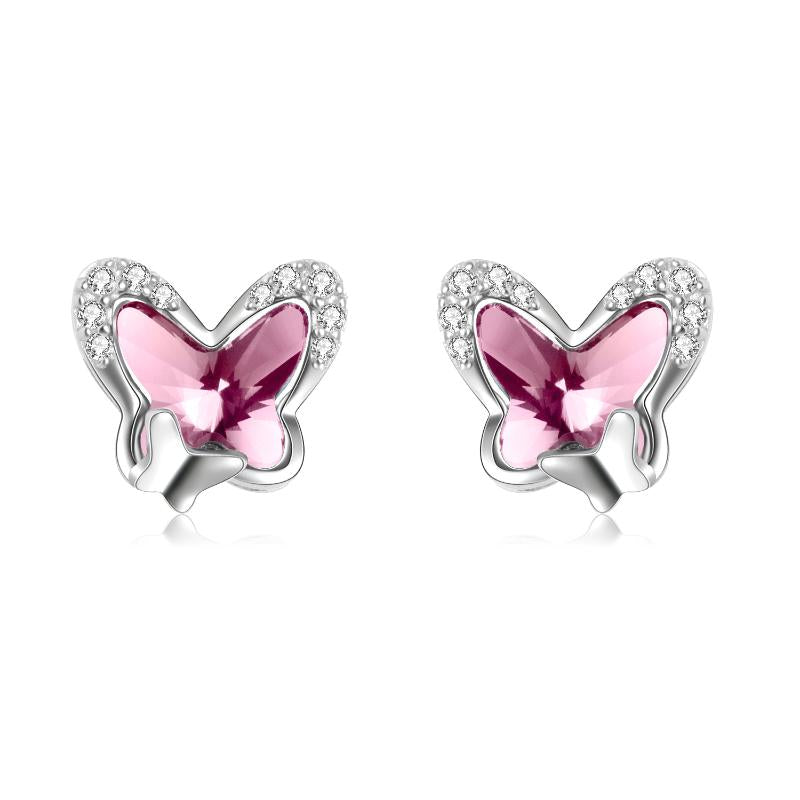 925 Sterling Silver Butterfly Stud Earrings Hypoallergenic Earring Fine Jewelry - Niki Ice Jewelry 