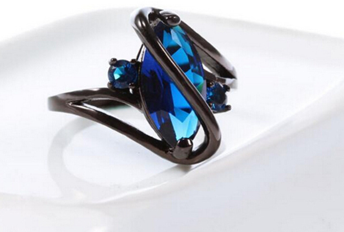 Luxury Purple Zircon Stainless Steel  CZ Color Women`s Crystal Ring 