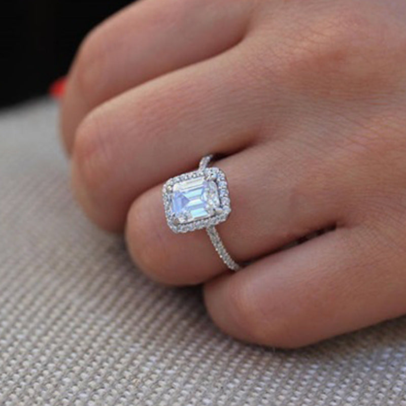 New 3.5 Carat  Diamond Emulation Rectangle Princess Ring~ Love! - Niki Ice Jewelry 