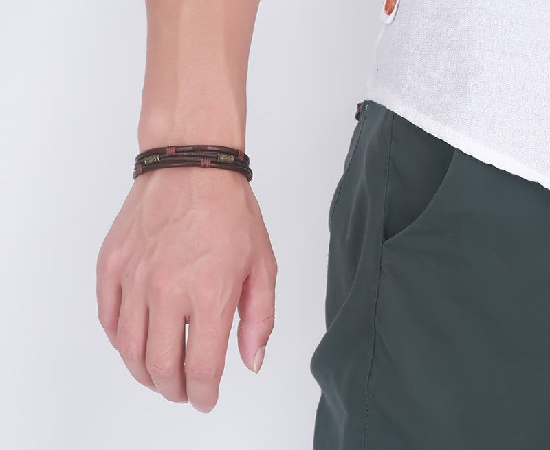 Retro Men's Braided Leather Bracelet - Niki Ice Jewelry 