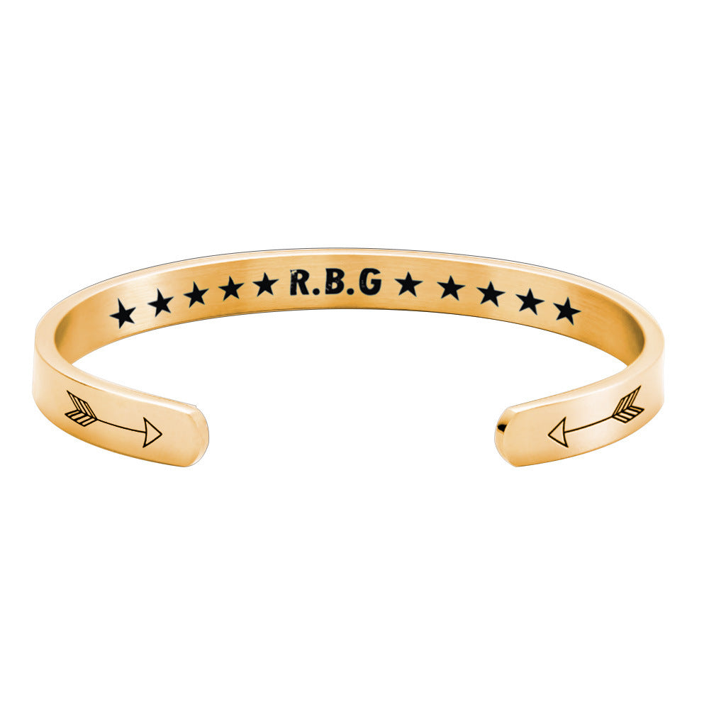 Stainless Steel C-Shaped Justice RBG Ginsburg Bracelet - Niki Ice Jewelry 